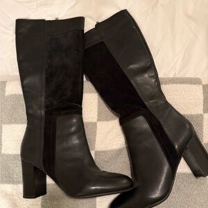 Elegant Black Leather Knee-High Boots